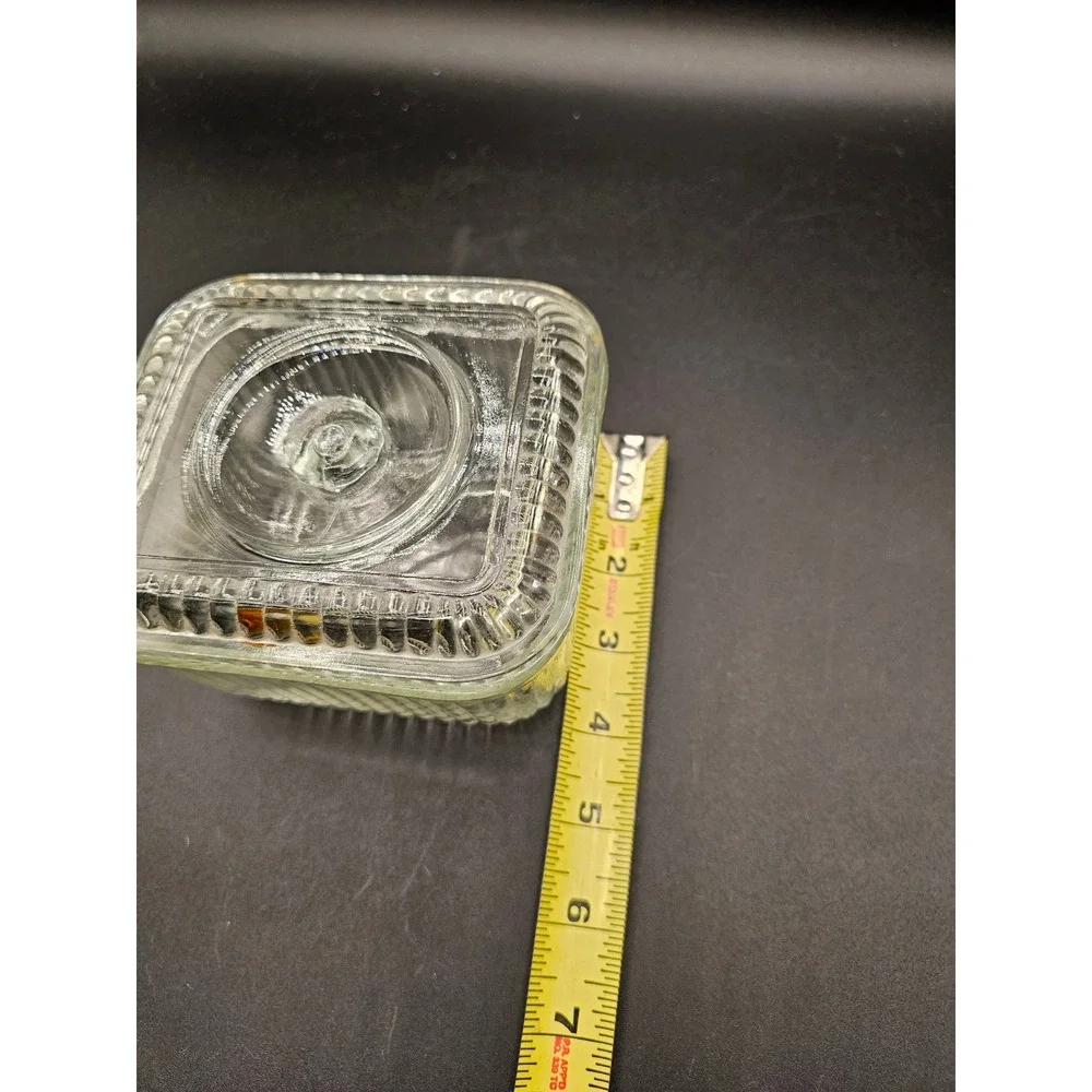 Vintage Clear Ribbed Glass Refrigerator Dish Rectangular Storage Containe Lid XX